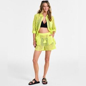 Dotti Women's Openwork Dot Shirt Cover-Up & Shorts Size XL